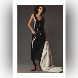 Anthropologie Black Sequin Dress